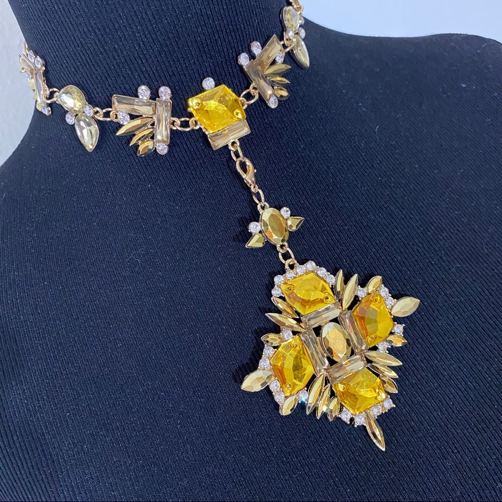 Sexy Gold Crystal Choker Gothic Cross Necklace - Picture 9 of 11